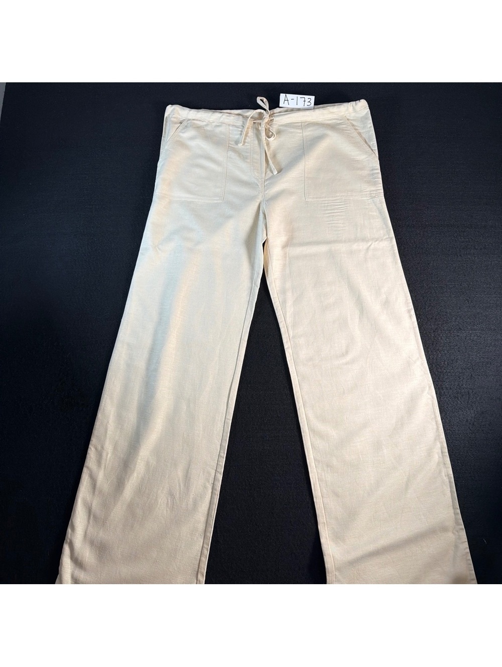 VENUS women’s wide-leg drawstring  pants in a soft ivory/cream color.